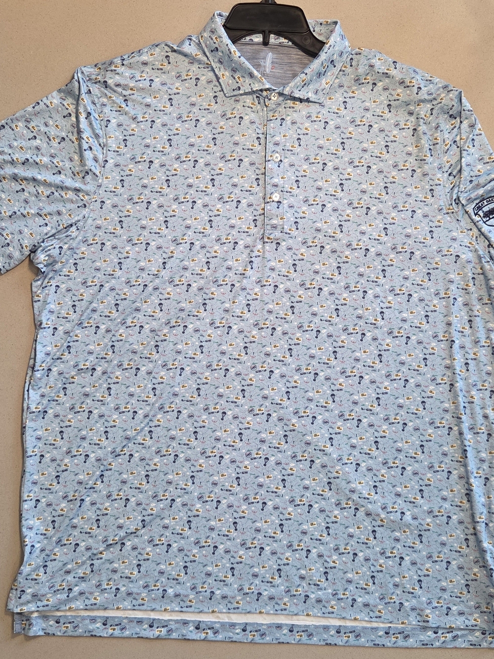 johnnie-O Light Blue Micro Nautical Print Polo